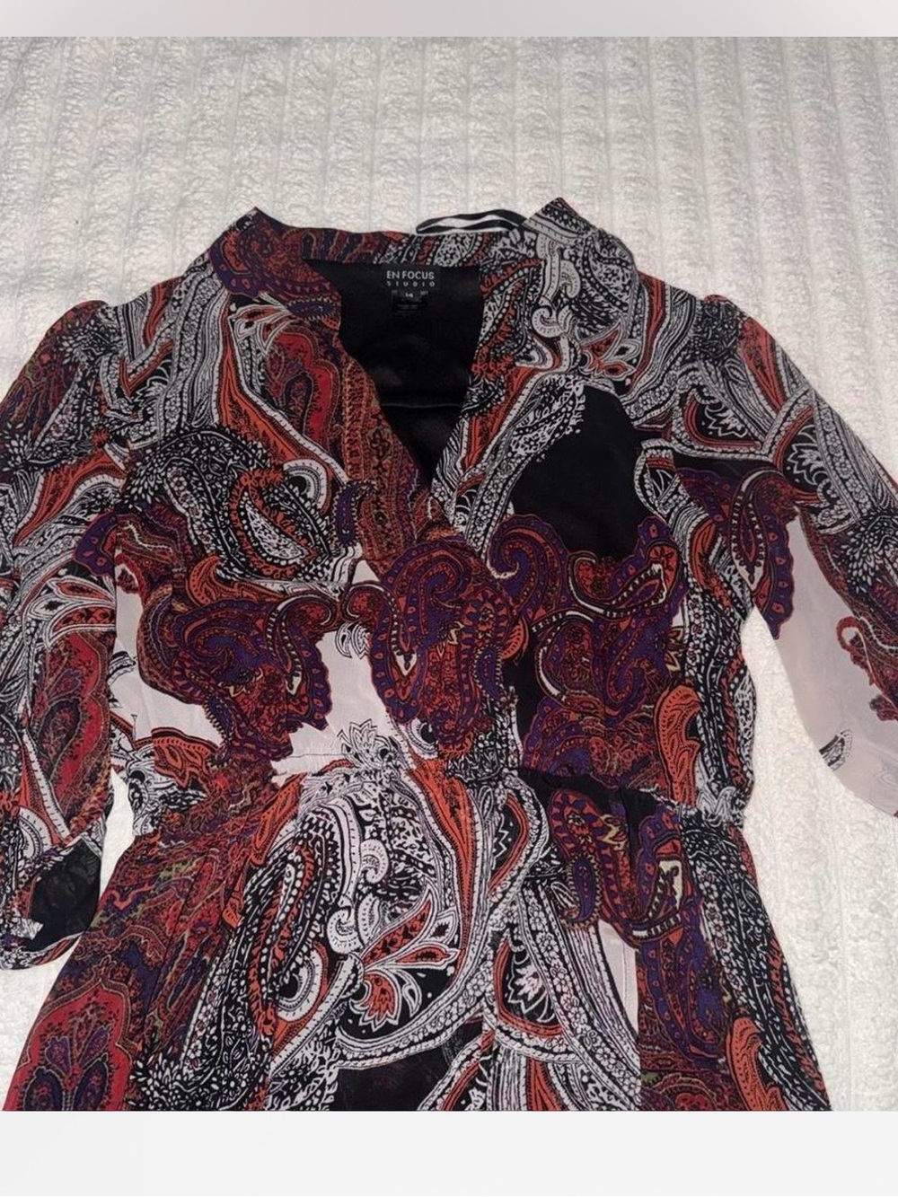 Enfocus Studio Paisley Wrap Blouse - Black, Red & Purple